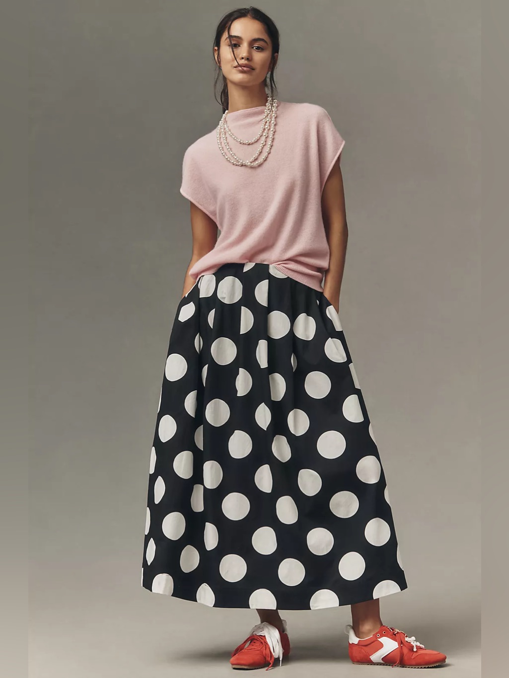 New Anthropologie Maeve Cotton Poplin Pleated Midi Skirt Size Xl